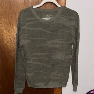 Zoe + Liv Green Crew Neck Sweater with Stripes